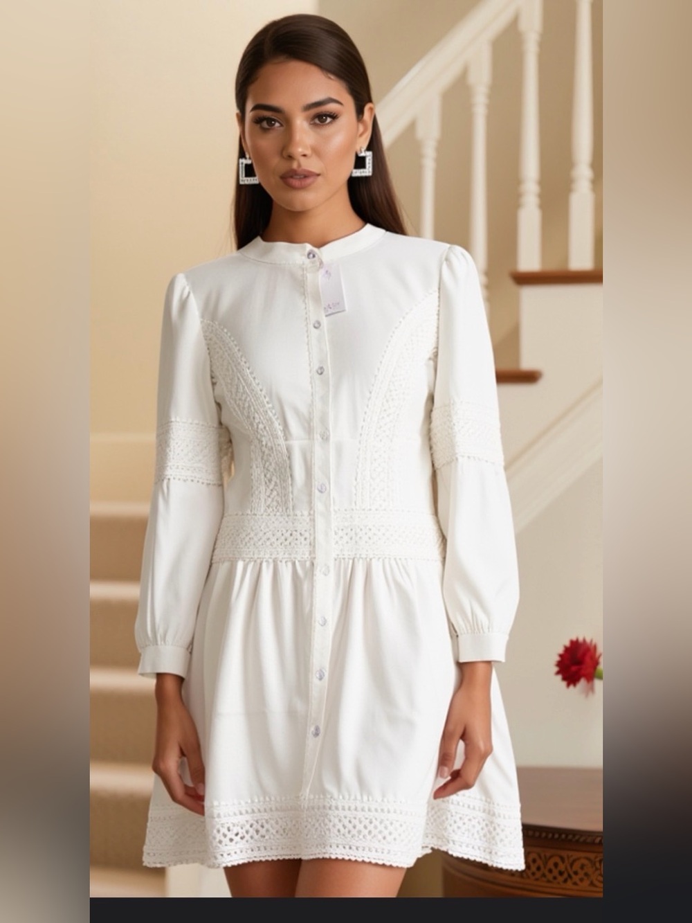 Minimalist White Button-Front Dress by MM. + A LITTLE GIFT 🎁